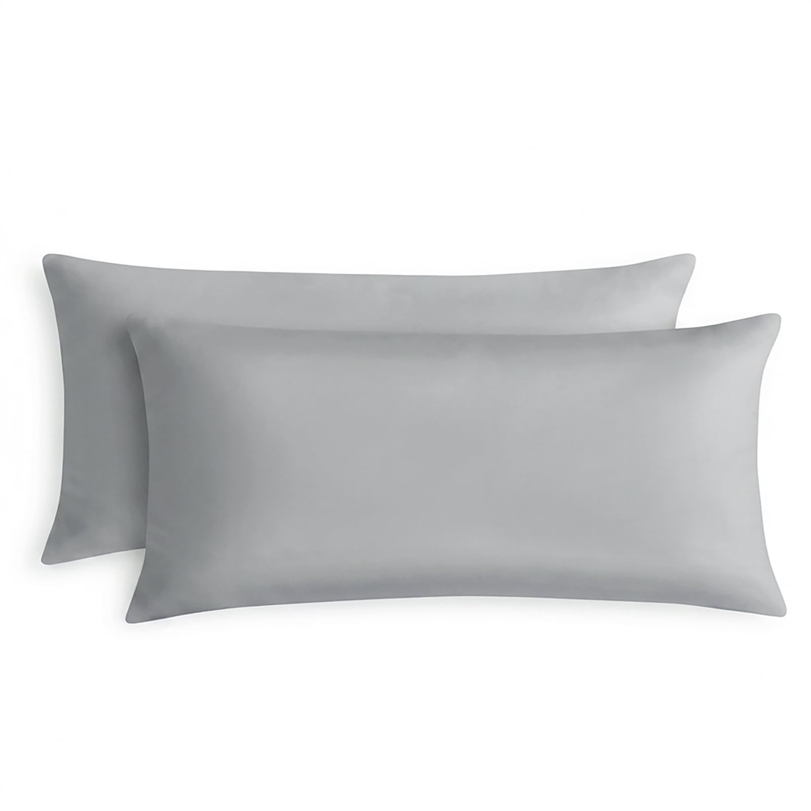 RUIKASI Pillow Cases 2 Pack King Size Grey - Light Grey Plain Pillowcases with Envelope Closure Breathable Premium Brushed Microfiber Set of 2 Pillow Covers Standard 50x90 cm — image 1