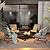 Grand patio Outdoor 5 Pieces Furniture Set, Rocking Chairs, 4 Motion Patio Chairs, and 32” Wood Burning Fire Pit Table, Gray