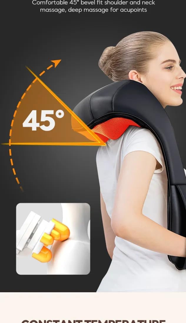 4D Shiatsu Neck, Shoulder and Back Massager with Heat Deep Kneading Massage for Body Relax Use at Home, Car, Office, best gift for the holidays.