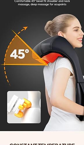 Miniatura 5 de Masajeador de cuello, hombros y espalda Shiatsu 4D con masaje de amasamiento profundo con calor para uso relajante corporal en casa, automóvil,