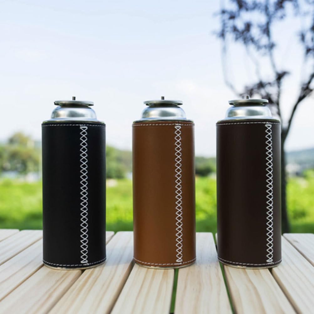 2 Stück Gaskartuschenhülle Aus Leder - Tragbare Schutzhülle Für Gasflaschentanks, Camping Zubehör Für Outdoor, Picknick Und Reisen