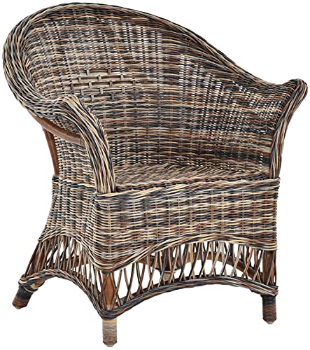 korb.outlet Kindersessel, Kinderstuhl mit Armlehnen aus echtem Rattan Sessel Kinderzimmer (Mehrfarbig)
