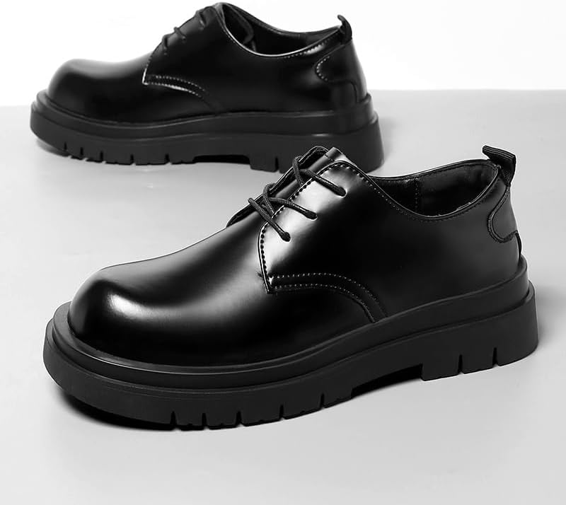 Men's Business Rubber Shoes Thick-soled Lace-up Shoes for Men Round-toed Comfortable Versatile Breathable Non-slip wear-resistant Oxford Shoes