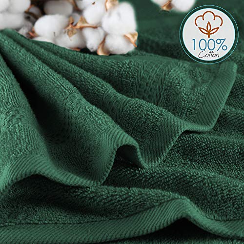 Image of Hearth & Harbor Bath Towels for Bathroom - 100% Ring Spun Cotton Luxury - Ultra Soft & Highly Absorbent, Bath Towels Set of 10 - Hunter Green (Pack of 6)