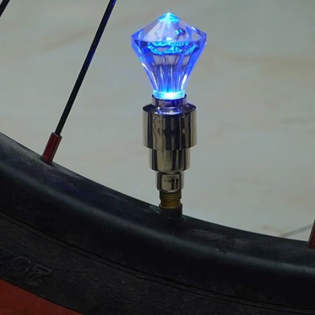 8 Bouchons De Valves LED Pour Pneus - Éclairage Automatique Pour Vélo, Moto, Voiture | Clignotement Nocturne | Étancher IPX4 | Piles AG10 Incluses