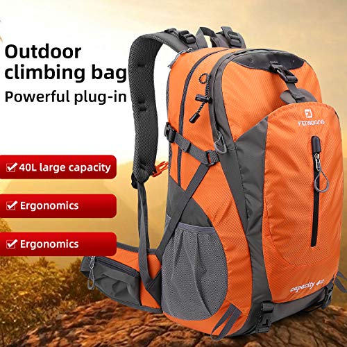 Fengdong 40L Waterproof Lightweight Outdoor Daypack Hiking,Camping,Travel Backpack For Men Women Orange #TOP2