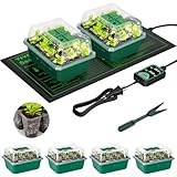 VIVOSUN 6-Pack Seed Starter Trays with 10'x20.75' Seedling Heat Mat, Self-Adjusting Dual Digital Display Temperature Controller, 72-Cell Seed Starter Kit with Humidity Dome, Reusable Propagation Trays