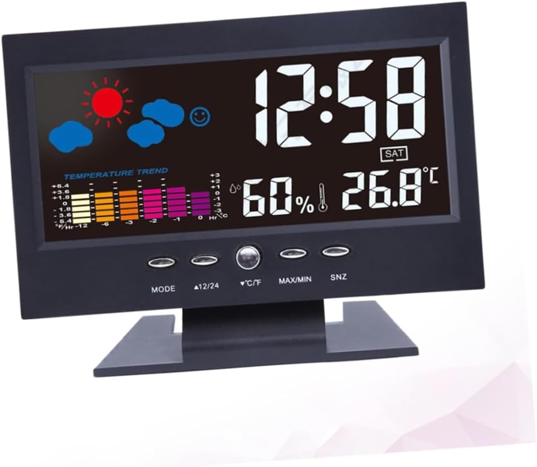 Reliable Electrical Meteorology, pantalla LED creativa a Color, reloj de pronóstico del Tiempo, reloj despertador con retroiluminación de calendario perpetuo de temperatura y humed