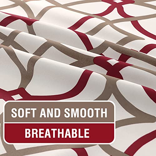 H.versailtex Blackout Curtains Printed Design 108 Inch Length 2 Panels Set Thermal Insulated Curtains For Bedroom Living Room Geometric Modern Grommet Window Drapes - Taupe And Red #TOP3