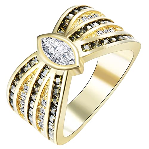 Skcess Eheringe Vergoldet, Engagement Ring for Women Größe 57 (18.1) Weißer Kristall Valentinstag Ring Geschenk Cover