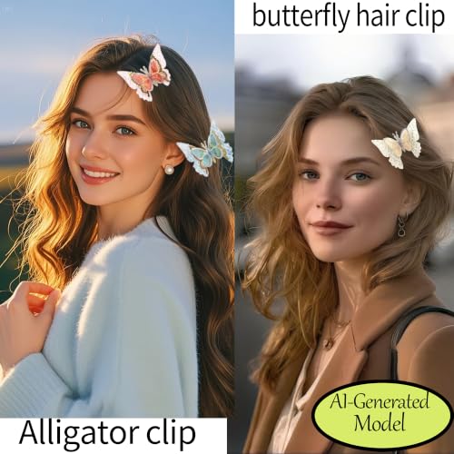 3 piezas pinzas de cabello mariposa móvil brillo 3.15 pulg miniatura 6