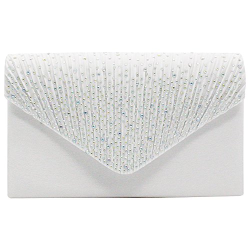 Imagen de Wocharm Bolso de mano de satén con diamantes de imitación para mujer