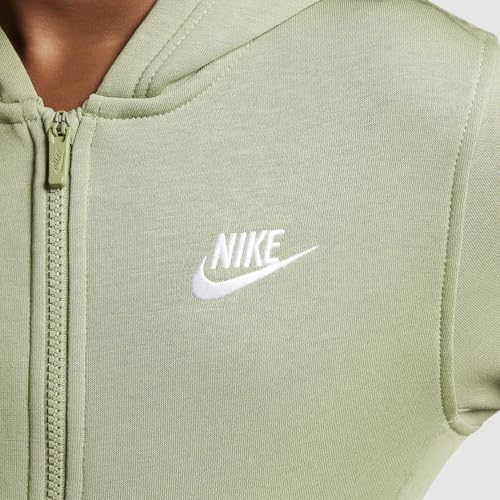 Nike Sportswear Club Fleece Big Kids' Full-Zip Hoodie (FD3004-386, Oil Green/White)3