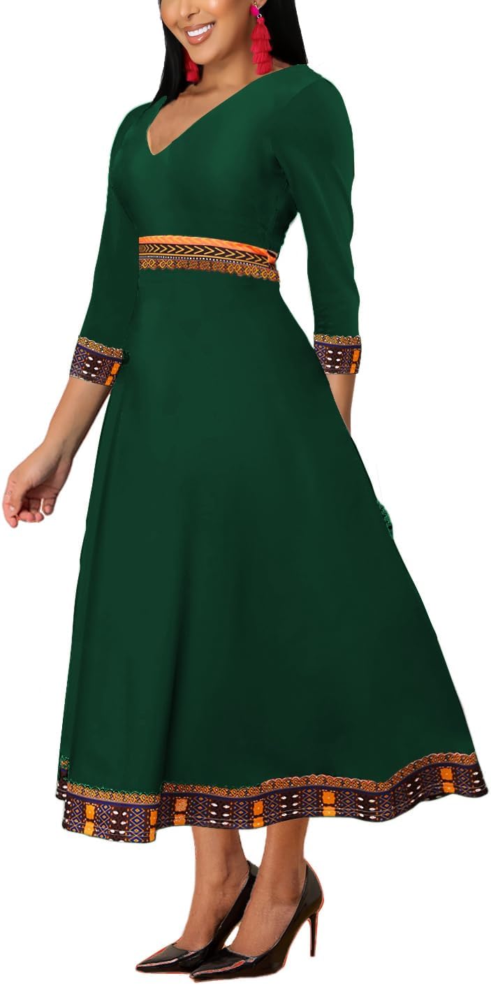 African Long Dresses for Women Elegant Church Dresses Print Maxi Dress High Waist Cocktail Bohemian Vintage Party Outfits - Image 2