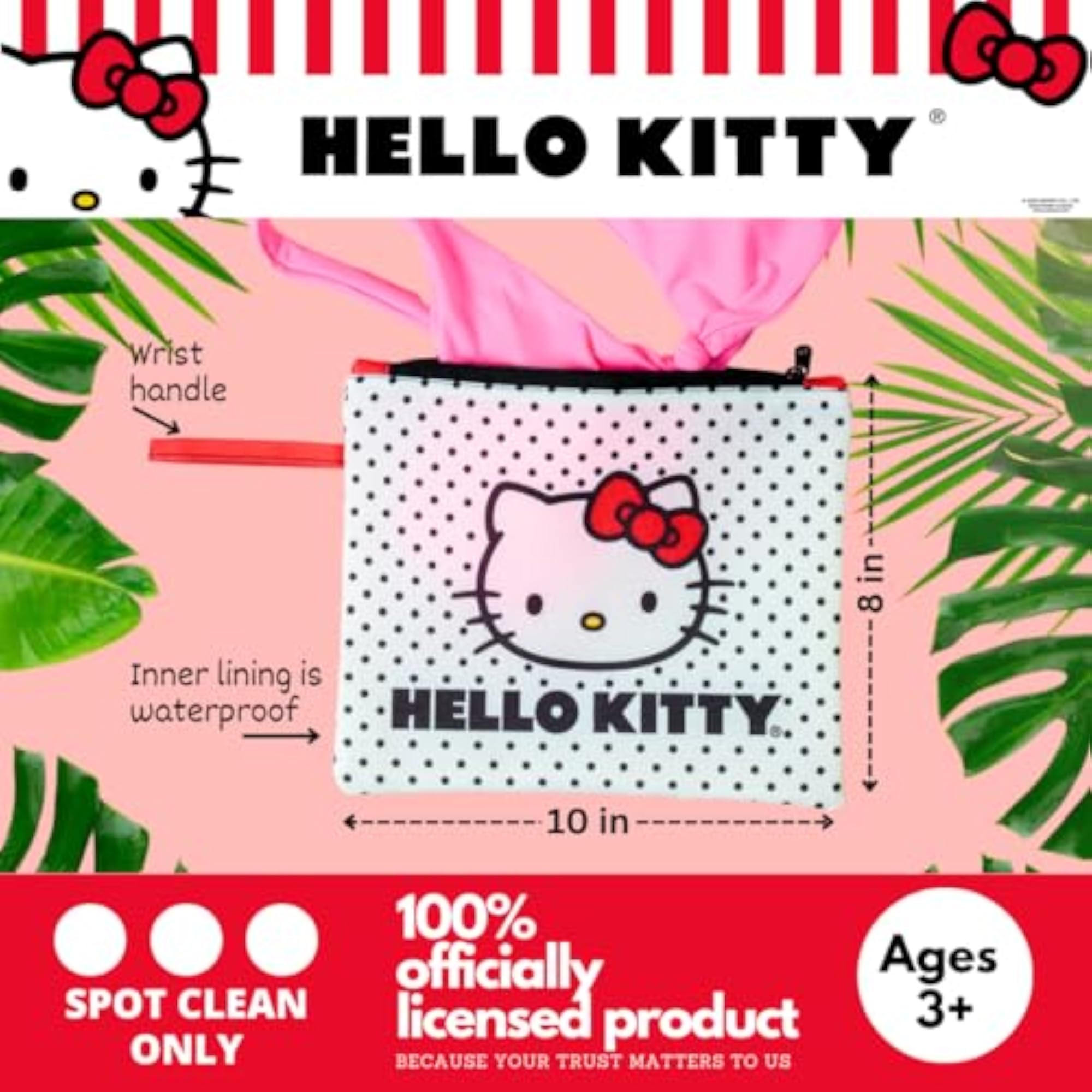 Hello Kitty Polka Dot Beach/Pool Waterproof Pouch Bag