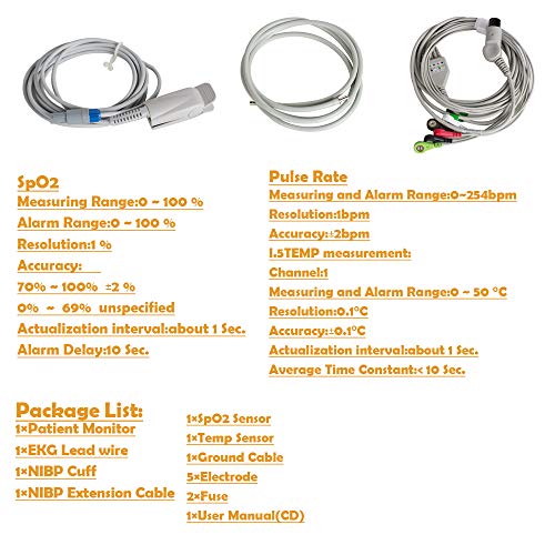 funwill Portable P-atient M-onitor Machine, 12 Inch, Multi-Parameter(6 Standard), V-ital S-IGN, Shipping from USA