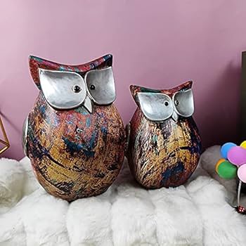 Amazon｜カラーグラフィティフクロウ像樹脂フクロウ彫刻装飾品