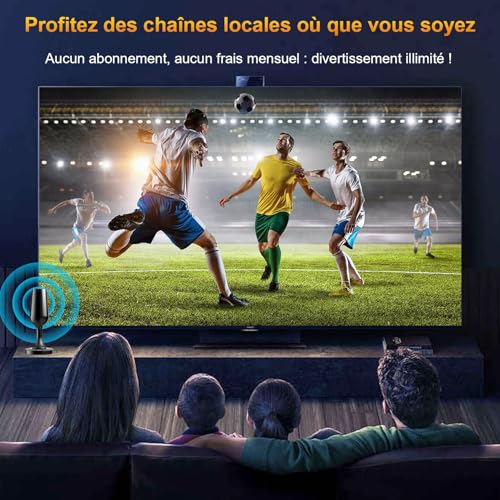 Antennes TNT 4K 1080P avec câble de 2.5m pour chaînes locales noir - 3