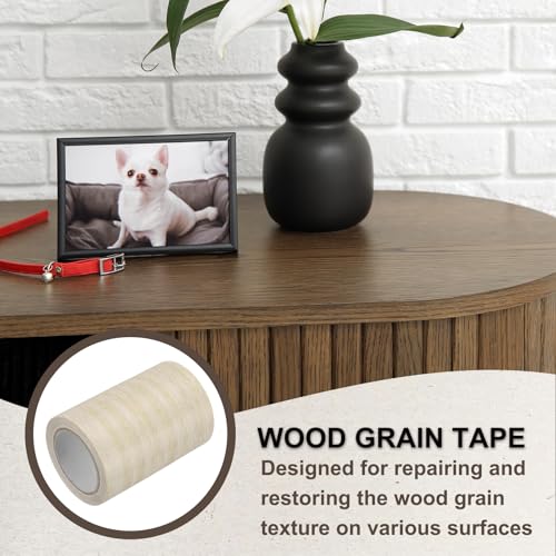 Image of PATIKIL Wood Grain Tape 3.1 inch x 15 Ft, Self-Adhesive Wood Texture Repair Tape Realistic Wood Effect Contact Paper Patch for Furniture Cabinets Floor Walls Home Decoration, Light Yellow Oak