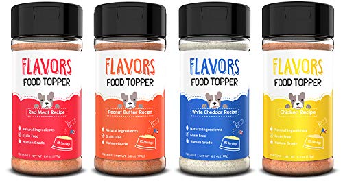 Flavors Food Topper and Gravy for Dogs - All 4 Recipes Gift Pack - Natural, Human Grade, Grain Free - Perfect Kibble Seasoning and Hydrating Treat Mix for Picky Dog - Pack of 4 - 6.0oz bottles