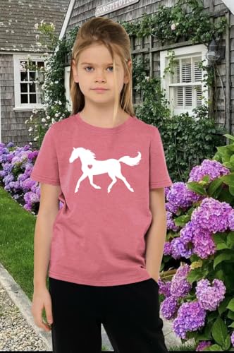 Image of Horse Shirts for Girls Love Horses Shirt Youth Horseback Riding Casual Animal Graphic Tees 8-15 Year Old