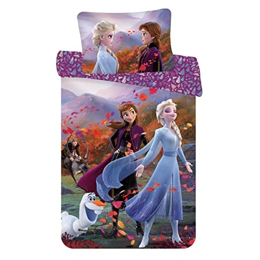 Disney Frozen 2 - Juego de ropa de cama (100 x 135 cm, 100% algodón)