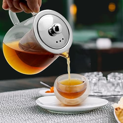 Honneeo Glass Teapots 950ml Borosilicate Glass Tea Pots with Infuser, Stovetop Safe Tea Kettle with 304 Stainless Still Strainer for Loose Leaf Herbal Fruit Tea (950ml Teapot) - Image 6