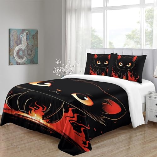 Housse de couette chat 3D 140x200 cm en microfibre avec taies - 5