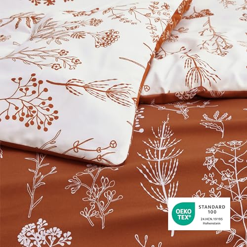 Image of Bedsure Twin /Twin XL Comforter Set - Terracotta Bed Set, 2 Pieces Cute Floral Bedding, 1 Soft Reversible Botanical Flowers Comforter and 1 Pillow Sham