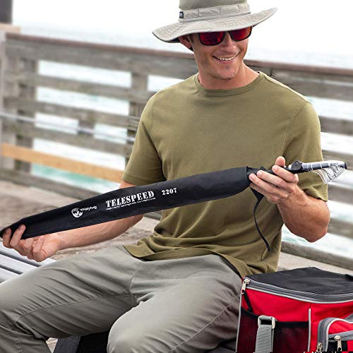 Telescopic Fishing Rod, Lightweight Carbon Fiber - Collapsible Freshwater and Saltwater Fishing Pole for Travel, Boating Trips - Durable, Premium Quality Rods, Poles, Gear – 7ft 2.5inch (2.2m)