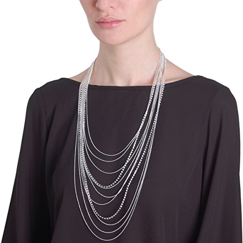 Humble Chic Ny JWLNEC111A-0002 Humble Chic Rhinestone Necklace For Women - 925 Sterling Silver Plated Long Layered Necklaces thumb #6