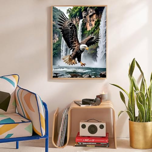 Image of Eagle Cross Stitch Kits for Beginners Adults, Patterns Dimensions Needlepoint Art Crafts,Counted Cross Stitch Kits Embroidery Kits for Beginners Adults for Home Decor 11.8X15.7inch