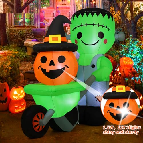 Aufblasbarer Frankenstein-Kürbiswagen mit LEDs, 1,8 m – Produktansicht 3