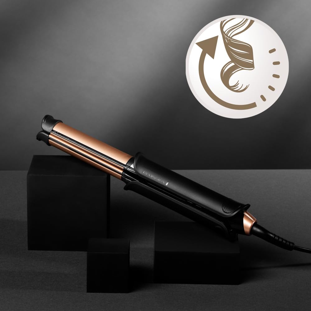 Remington Plancha de pelo y rizador Profesional ONE, 2 en 1, Cerámica y Turmalina Antiestática, placa alisadora de 110 mm, barril rizador de 32 mm, digital, hasta 230ºC, S6077