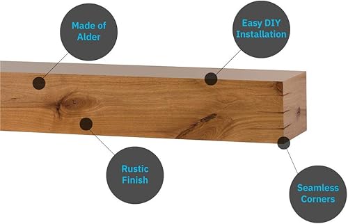 Miniatura 4 de Estante flotante de madera para chimenea de 72 pulgadas en poliuretano transparente  Wallace From Mantels Direct Estante de pared rústico de madera