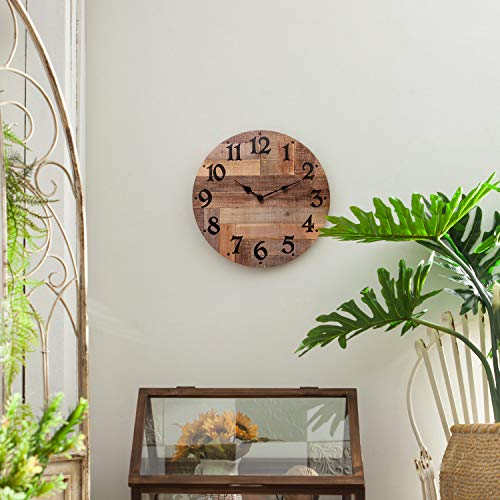 NIKKY HOME Farmhouse Wall Clock - 16 Inch Battery Operated Silent Non Ticking Country Rustic Wooden Clock Home Decor for Kitchen, Living Room, Bedroom - Image 2
