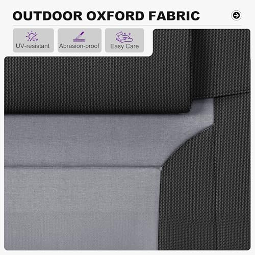 PURPLE LEAF Oversized Outdoor Reclining Chair Patio Zero Gravity Chaise Lounge Folding Chair with Quilted Cushion Adjustable Headrest for Lawn Camping Beach Pool Black and Grey — view 4