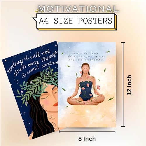 Image of Posters Inc Motivational Wall Posters Pack of 12 | Positive Quotes & Aesthetic Room Decor | Home Wall Decoration Items for Living Room, Bedroom, Study | Birthday Gift for Women, Men & Friends | A4 Size, 300 GSM, Unframed
