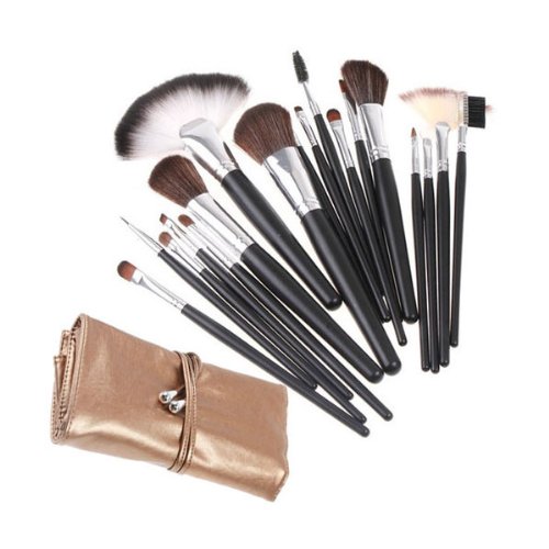 MISS.K 18 pcs Professional Makeup Brush Set Super NATURAL SOFT Animal Hair Gray Sliver