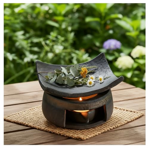 Quemador de aceite esencial, estufa de aromaterapia de cerámica, kit de quemador de incienso para oficina en casa, portavelas de té, meditación y relajación