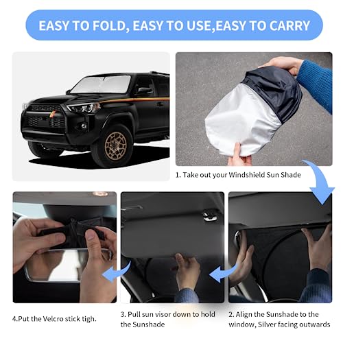 Parasole Per Toyota 4Runner 2010-2023 2024 - Parasole Per Parabrezza - Parasole Anteriore A Doppio Strato Per Parasole 4Runner Custom Fit - 210T Retrattile Blocca I Raggi Uv Accessori Per Auto - 6