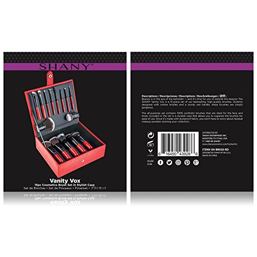 Shany Vanity Vox- 15 Pc Premium Cosmetics Brush Set With Stylish Storage Box And Stand #TOP2