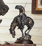 BLACK FOREST DECOR - Weary Warrior Statuary - Western Bronze-Tone Polystone Sculpture, 9.75' W x 6.25' D x 15.3' H