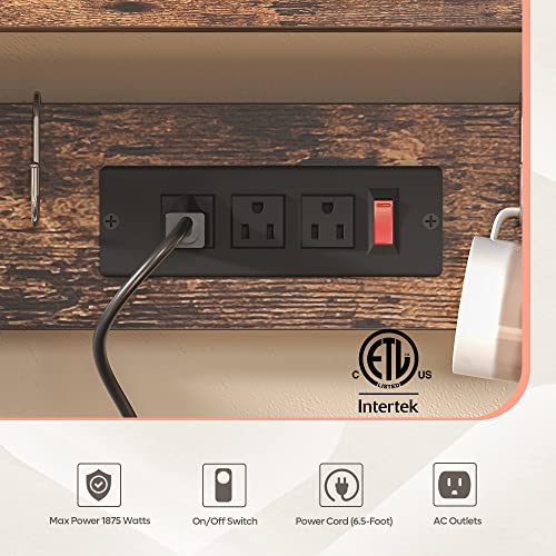 Bestier Bakers Rack With Power Outlets, Height Adjustable Microwave Stand, Kitchen Storage Shelf Rack With 8 S-Shaped Hooks, Coffee Bar Table 5 Tiers Rustic #TOP4