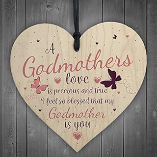 RED OCEAN Godmothers Love Wooden Heart Plaque Sign Mothers Day Christening Birthday Asking Gifts
