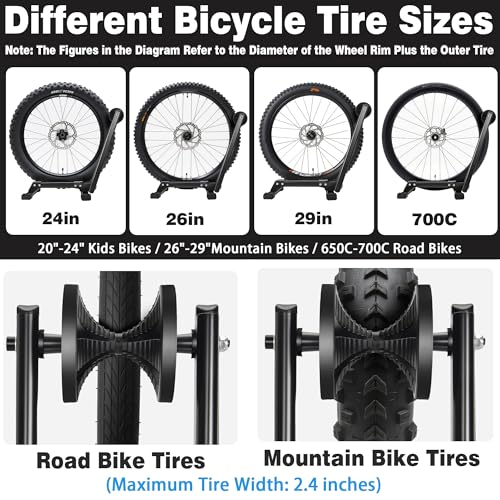 ITHWIU Bike Stand Floor Parking Rack, Tool-Free Foldable Bike Holder for 20-29 Inch Mountain Road Bicycles, Stable No-Lift Design for Indoor Outdoor Garage Storage by ITHWIU - Image 3