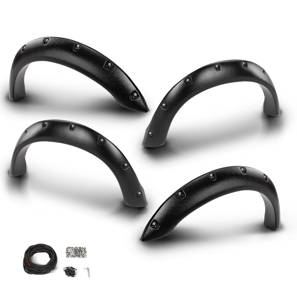 CNNELL Front Fender Flares Pocket Bolt Compatible with Ford F150 F250 Bronco 1992-1996; Fit Ford F350 1992-1997 2 PCS Black