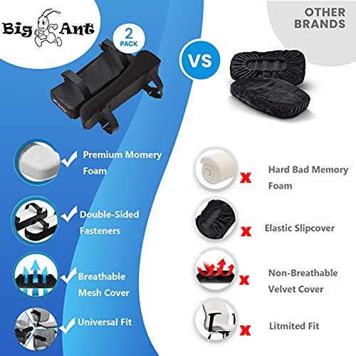 Big Ant Chair Armrest Pads,2 Pack Memory Foam Arm Rest Office Chair Armrest Pads Comfy Gaming Chair Arm Rest Covers For Elbows And Forearms Pressure Relief(Set Of 2) #TOP2