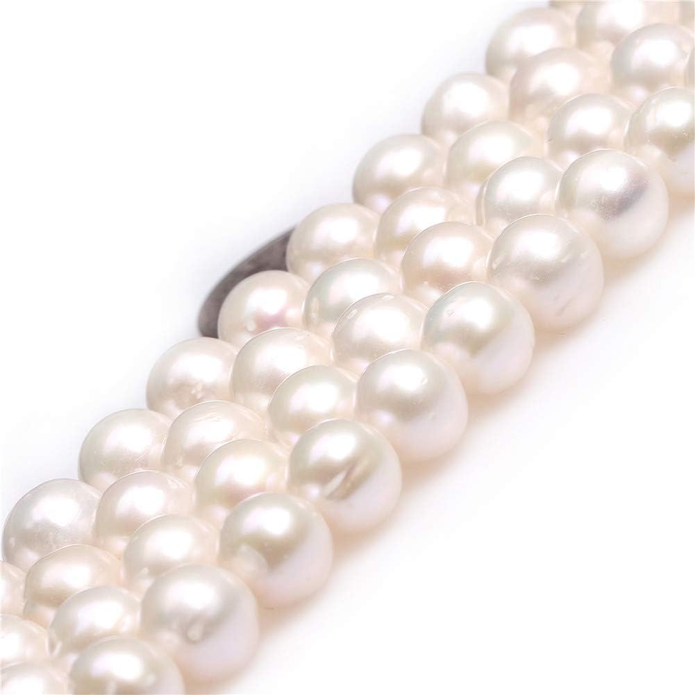 Freshwater Cultured Pearl Beads for Jewelry Making Natural Gemstone Semi Precious 9-10mm Round White 15" JOE FOREMAN