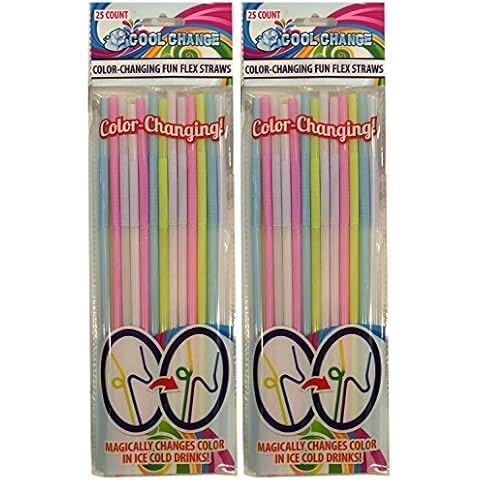 FunFlex Color Change Disposable Straws That Stretch and Bend - 2 pk Cover